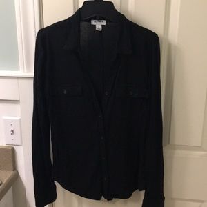 Black knit button down